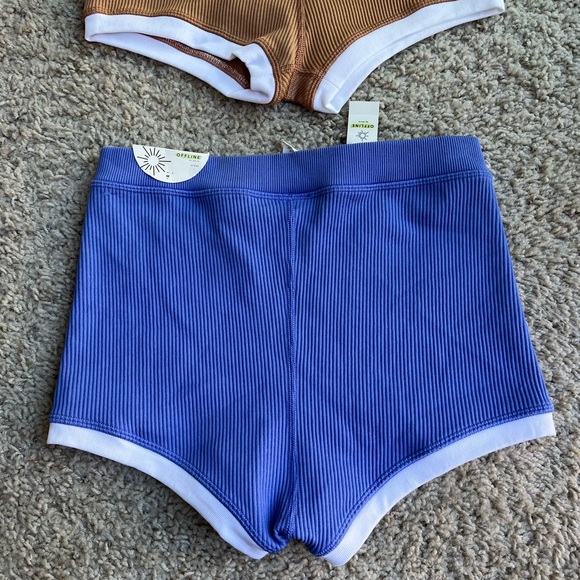 Brand New NWT Offline by Aerie Lot 3 Super Shortie Shorts Medium Purple Green - Picture 7 of 9